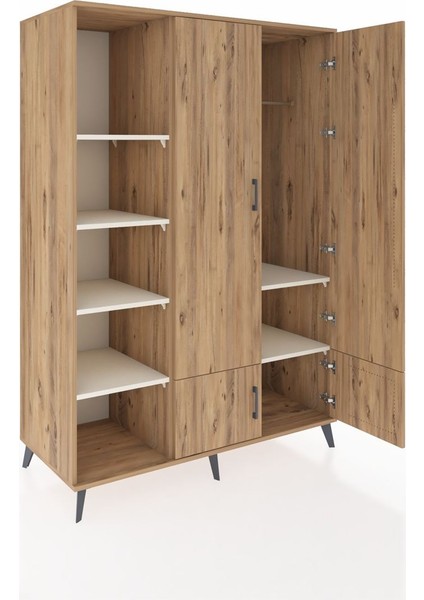 Kronos Dolap 6 Raflı 4 Kapaklı Tek Askılı 132X59X195 Çam-Çam/aytaşı indirimleri