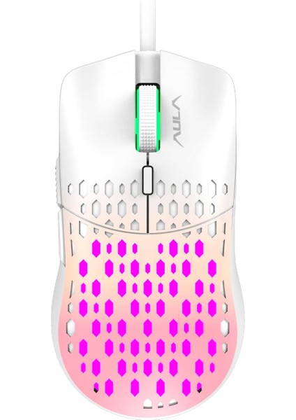 Aula S11 Pro 3600DPI Rgb Optik Gaming Mouse Pembe