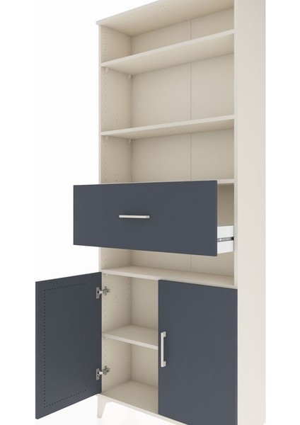 Arges Dolap 5 Raflı Tek Çekmeceli 2 Kapaklı 88X30X221 Aytaşı-Antrasit indirimleri