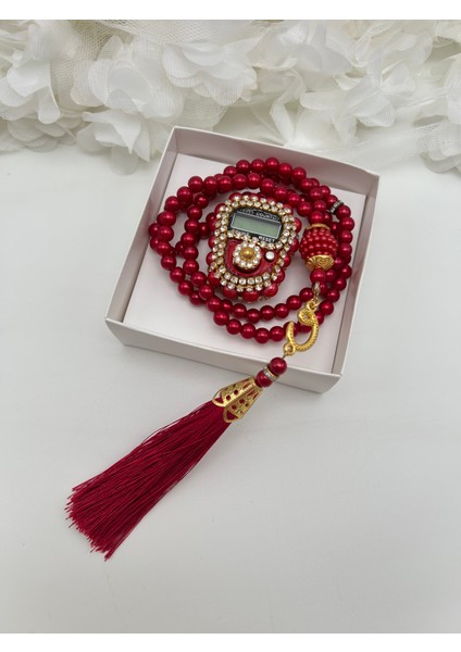 1 Adet Hediyelik Çeyizlik Kutulu Tesbih ve Taşlı Zikirmatik Seti ( Mevlit-Sünnet-Hac-Umre)