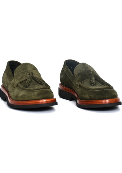 Hakiki Süet Deri Yeşil Loafer Erkek Ayakkabı Eva Taban- 4025 fiyatları