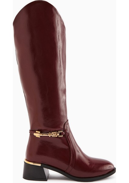 Kamilla Bordo Tokalı Kadın Çizme