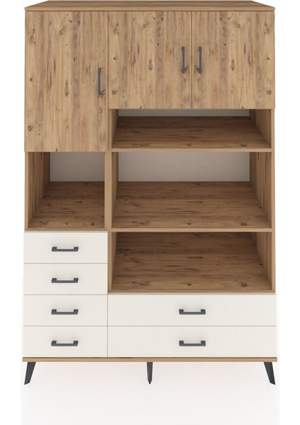 Kronos Dolap 9 Raflı 6 Çekmeceli 3 Kapaklı 132X59X195 Çam-Çam/aytaşı