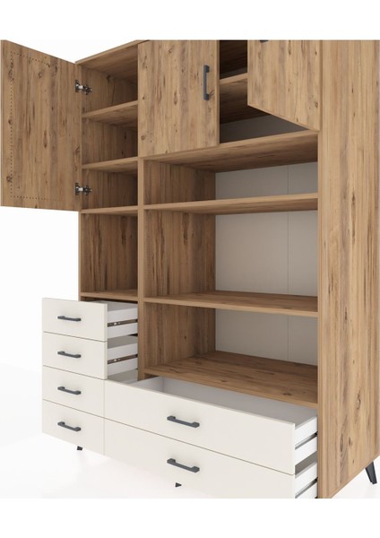 Kronos Dolap 9 Raflı 6 Çekmeceli 3 Kapaklı 132X59X195 Çam-Çam/aytaşı fırsatları