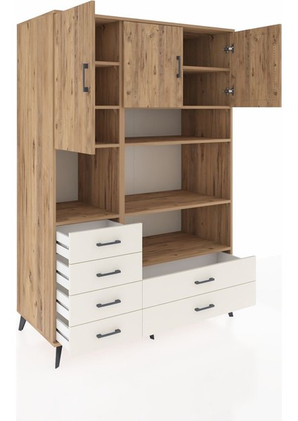 Kronos Dolap 9 Raflı 6 Çekmeceli 3 Kapaklı 132X59X195 Çam-Çam/aytaşı indirimleri