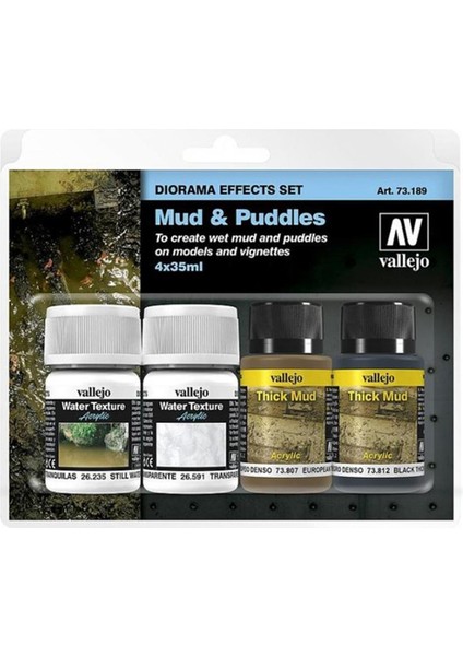 73189 4X35 Ml. Mud & Puddles (4), Model Boyası Pigment Seti