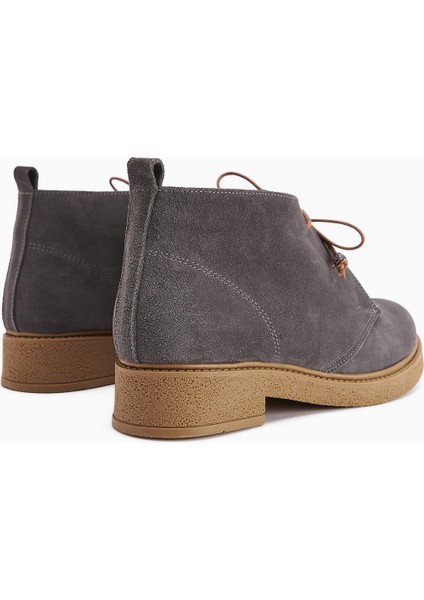 Henna Hakiki Deri Antrasit Süet Bağcıklı Kadın Bot fırsatları
