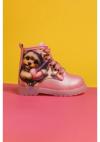 Jannice Pembe Çizgi Karakter Baskılı Bağcıklı Işıklı Bebe Bot