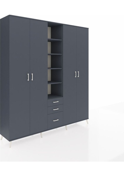 Hyperion Dolap 17 Raflı 3 Çekmeceli 4 Kapaklı 220X44X243 Antrasit-Antrasit/antrasit fiyatları