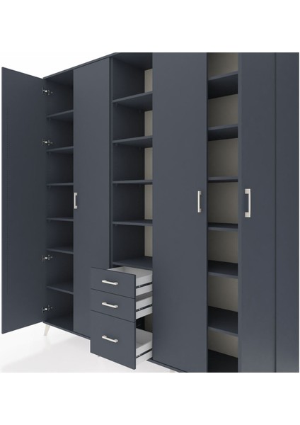 Hyperion Dolap 17 Raflı 3 Çekmeceli 4 Kapaklı 220X44X243 Antrasit-Antrasit/antrasit fırsatları