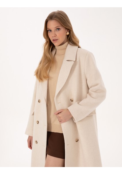 Kadın Ekru Kaşe Kaban 50314331-VR019 fiyatları