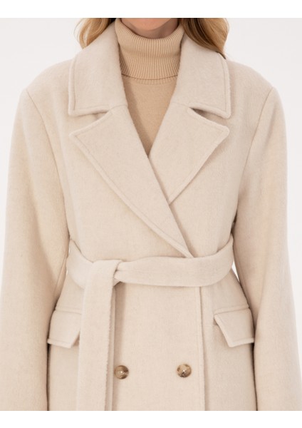 Kadın Ekru Kaşe Kaban 50314331-VR019