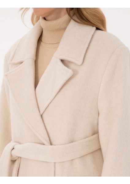 Kadın Ekru Kaşe Kaban 50314331-VR019