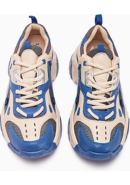 Daysi Mavi Bej Kalın Tabanlı Spor Ayakkabı Kadın Sneakers modelleri