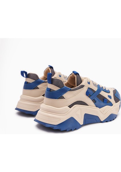 Daysi Mavi Bej Kalın Tabanlı Spor Ayakkabı Kadın Sneakers indirimleri
