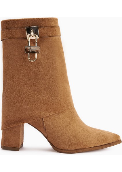 Nisha Taba Süet Takalı Kalın Topuklu Kadın Bot