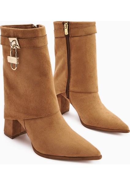 Nisha Taba Süet Takalı Kalın Topuklu Kadın Bot fiyatları