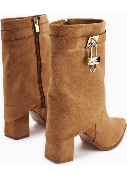 Nisha Taba Süet Takalı Kalın Topuklu Kadın Bot indirimleri