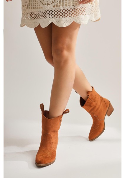 Joo Taba Süet Sivri Burunlu Nakışlı Western Bot modelleri