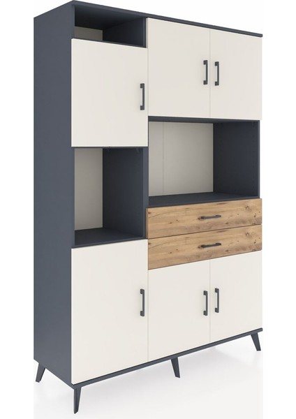 Hyperion Dolap 8 Raflı 2 Çekmeceli 6 Kapaklı 132X44X195 Antrasit-Aytaşı/çam fiyatları