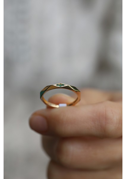 14 Ayar Altın Yeşil Taş Modern Günlük Yüzük fırsatları