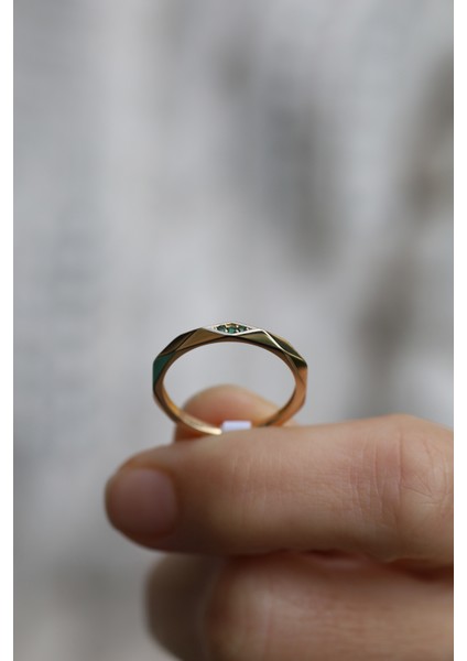 14 Ayar Altın Yeşil Taş Modern Günlük Yüzük indirimleri