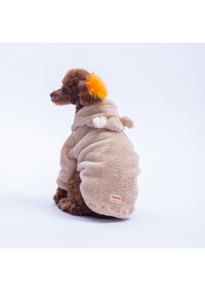 Bej Lucca Teddy Hoodie Ayı Kulaklı Peluş Köpek Kıyafeti Kedi Kıyafeti Köpek Sweati