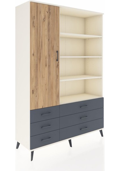 Hyperion Dolap 8 Raflı 6 Çekmeceli Tek Kapaklı 132X44X195 Aytaşı-Çam/antrasit fiyatları