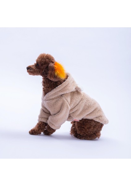 Bej Lucca Teddy Hoodie Ayı Kulaklı Peluş Köpek Kıyafeti Kedi Kıyafeti Köpek Sweati modelleri
