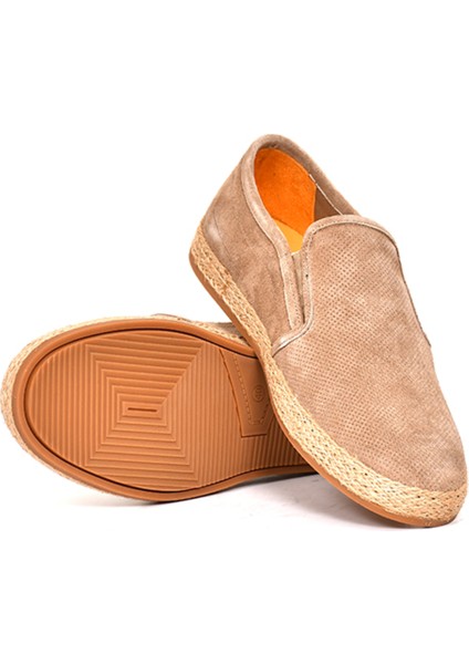 Hakiki Süet Deri Bej Spor Erkek Ayakkabı Jut Taban - 245533 indirimleri