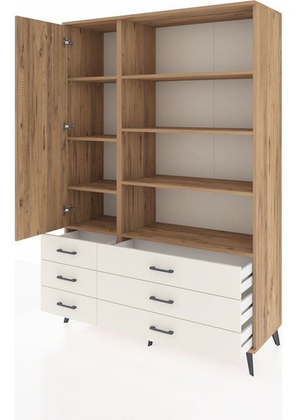 Hyperion Dolap 8 Raflı 6 Çekmeceli Tek Kapaklı 132X44X195 Çam-Çam/aytaşı modelleri