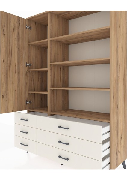 Hyperion Dolap 8 Raflı 6 Çekmeceli Tek Kapaklı 132X44X195 Çam-Çam/aytaşı fırsatları