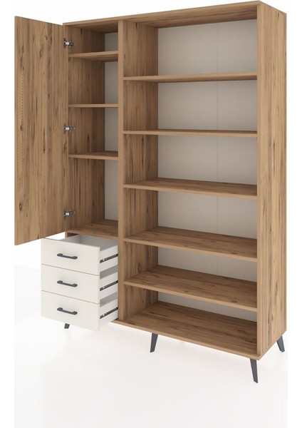 Hyperion Dolap 9 Raflı 3 Çekmeceli 3 Kapaklı 132X44X195 Çam-Çam/aytaşı modelleri