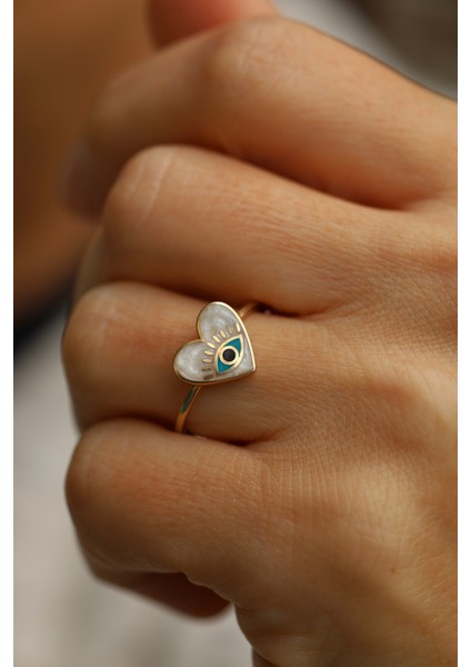 14 Ayar Altın Gözlü Kalp Yüzük