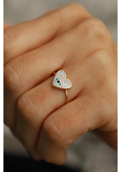 14 Ayar Altın Gözlü Kalp Yüzük modelleri