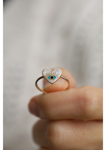 14 Ayar Altın Gözlü Kalp Yüzük indirimleri