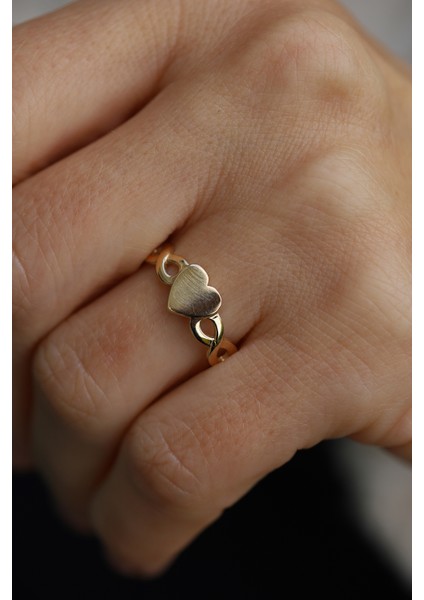 14 Ayar Altın Kolu Sonsuzluk Detaylı Kalp Objeli Yüzük fiyatları