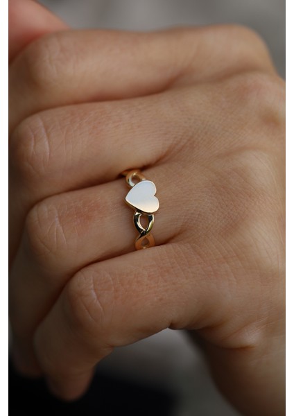 14 Ayar Altın Kolu Sonsuzluk Detaylı Kalp Objeli Yüzük modelleri