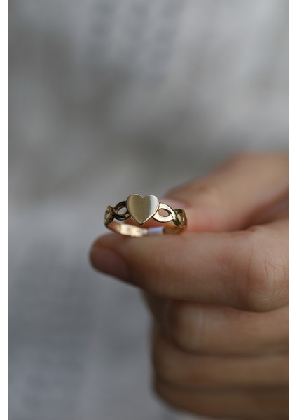 14 Ayar Altın Kolu Sonsuzluk Detaylı Kalp Objeli Yüzük fırsatları