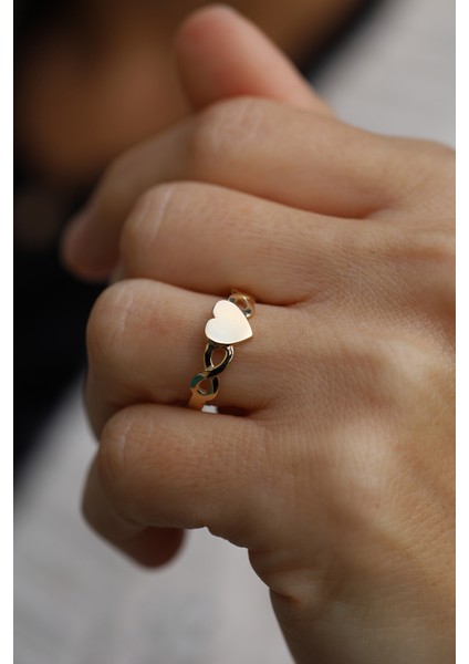 14 Ayar Altın Kolu Sonsuzluk Detaylı Kalp Objeli Yüzük indirimleri