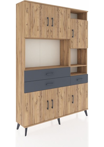 Arges Dolap 10 Raflı 3 Çekmeceli 6 Kapaklı 132X30X195 Çam-Çam/antrasit fiyatları