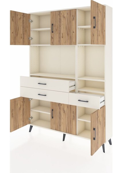 Arges Dolap 9 Raflı 3 Çekmeceli 6 Kapaklı 132X30X195 Aytaşı-Çam/aytaşı modelleri