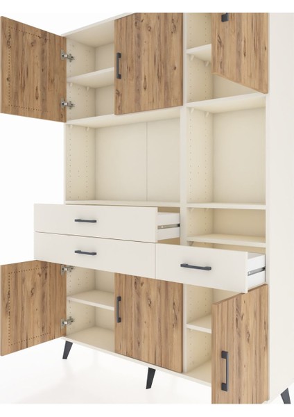 Arges Dolap 9 Raflı 3 Çekmeceli 6 Kapaklı 132X30X195 Aytaşı-Çam/aytaşı fırsatları