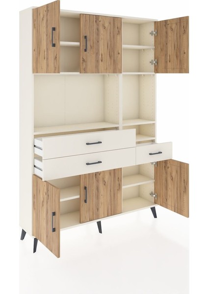Arges Dolap 9 Raflı 3 Çekmeceli 6 Kapaklı 132X30X195 Aytaşı-Çam/aytaşı indirimleri