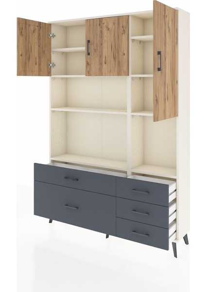 Arges Dolap 8 Raflı 5 Çekmeceli 3 Kapaklı 132X30X195 Aytaşı-Çam/antrasit modelleri