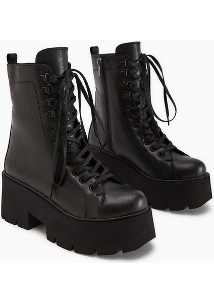 Brit Siyah Platform Topuklu Kadın Postal Bot modelleri