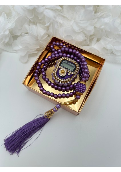 1 Adet Hediyelik Çeyizlik Gold Kutulu Tesbih ve Taşlı Zikirmatik Seti ( Mevlit-Sünnet-Hac-Umre) fiyatları