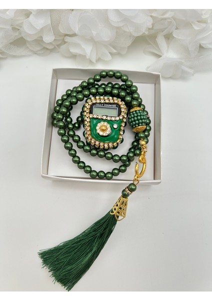 1 Adet Hediyelik Çeyizlik Kutulu Tesbih ve Taşlı Zikirmatik Seti ( Mevlit-Sünnet-Hac-Umre)