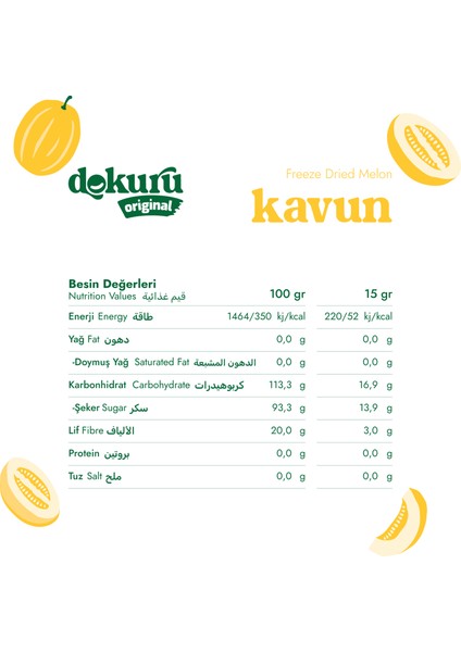 Original Kavun Atıştırmalık Meyve Cipsi - Dondurularak Kurutulmuş Kavun - Freeze Dried Kavun modelleri