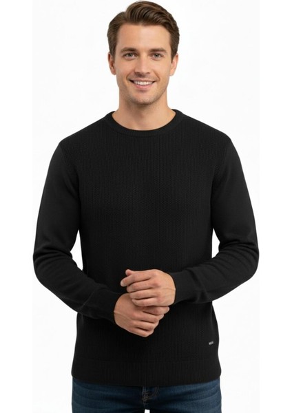 Erkek Sıfır Yaka Kazak Petek Örgü Klasik Kalıp 5243C BGL-ST04859